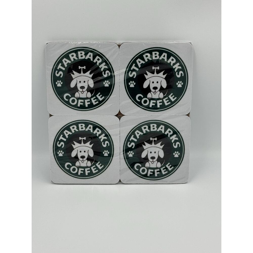 4 Piece Set Starbarks Coffee Dog Neoprene Coasters